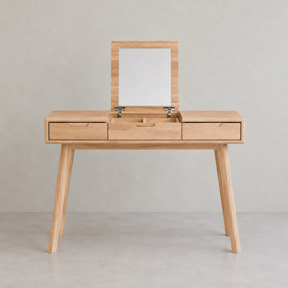 Coiffeuse en bois massif de chêne noyer