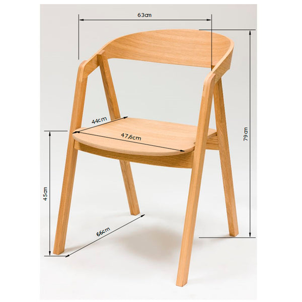 Chaise en bois massif de chêne Knut, revêtement Beige/Gris Anthracite - Lot de 2 ou de 4 chaises - VESKOR