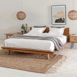 VESKOR Cama matrimonio de madera maciza roble MALMO