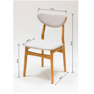 VESKOR - Chaise en bois massif de chêne Maxwell, revêtement Gris. - Lot de 2 ou 4 chaises.