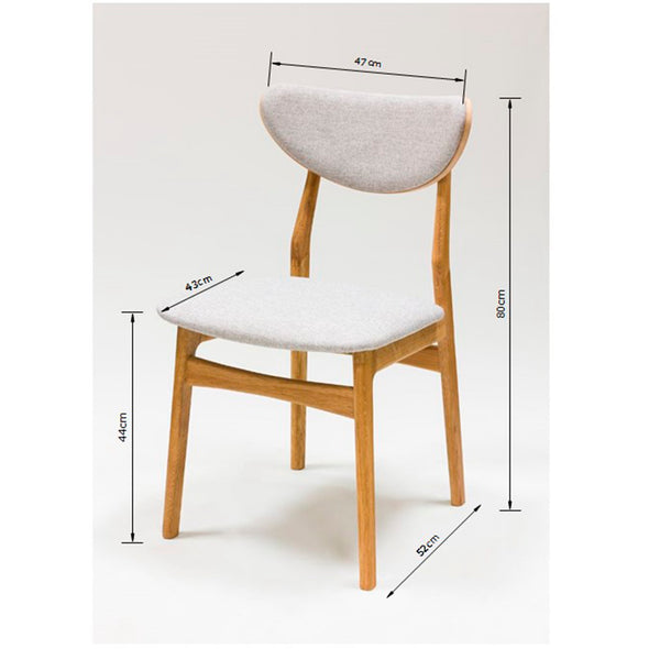 VESKOR - Chaise en bois massif de chêne Maxwell, revêtement Gris. - Lot de 2 ou 4 chaises.