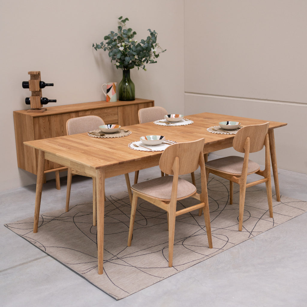  VESKOR Mesa de comedor extensible rectangular de madera de roble MALMO