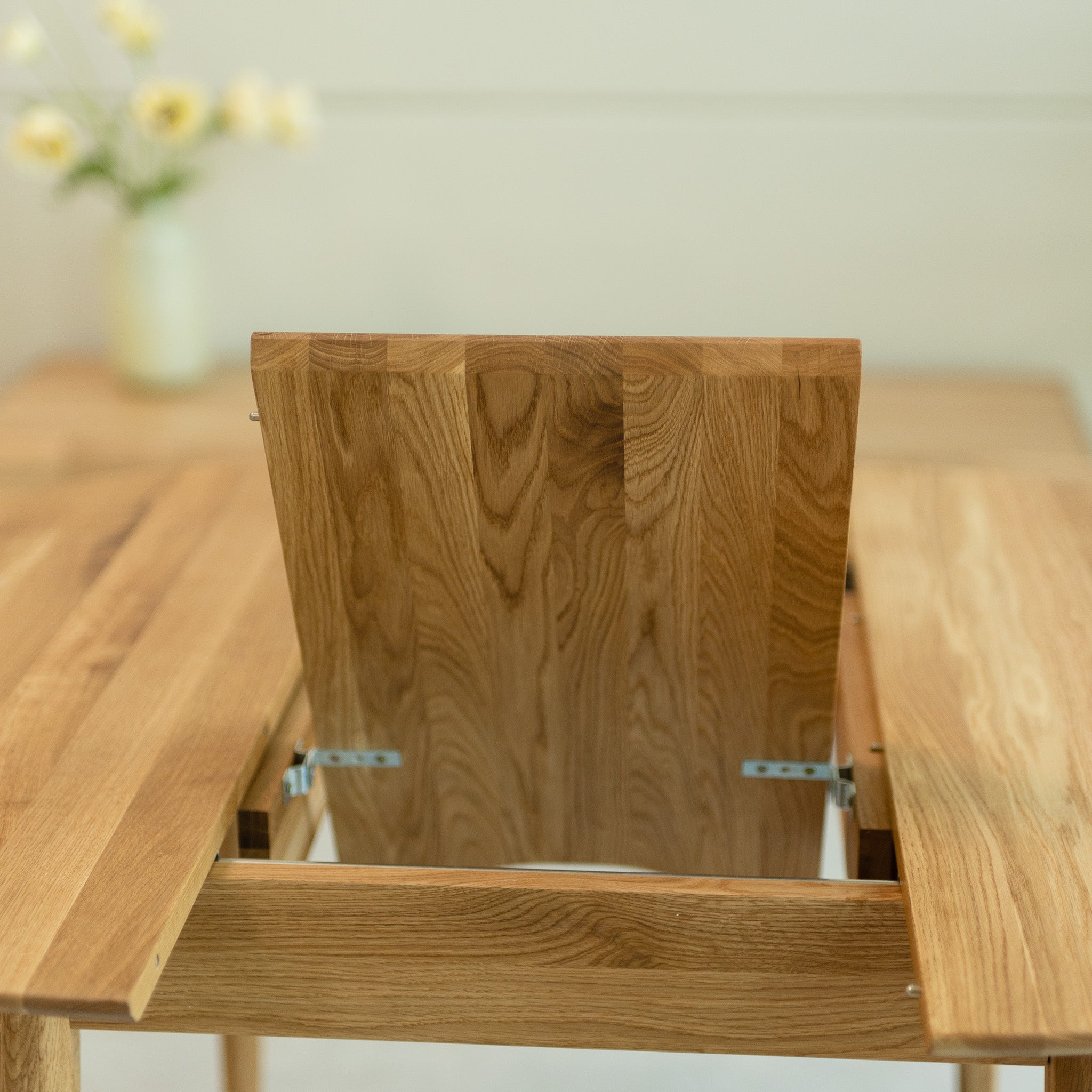 VESKOR Mesa de comedor extensible redonda Malmo madera maciza roble nórdica moderna