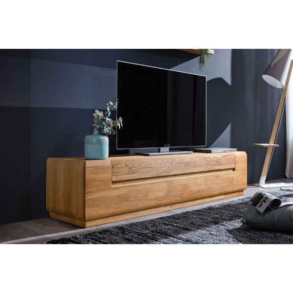 Meuble TV en bois massif de chêne Faina – 180 x 53 x 36 cm - NordicStory