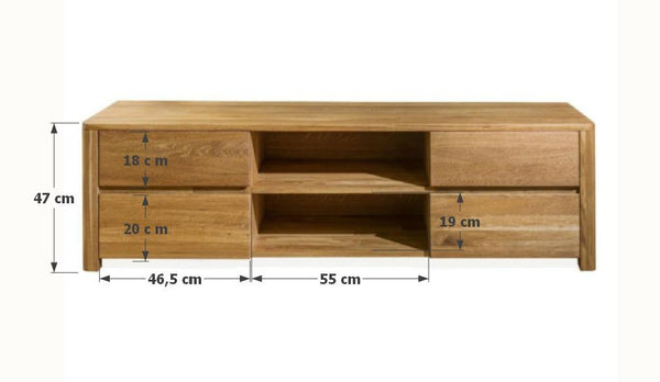 Meuble TV en bois massif de chêne Elsa