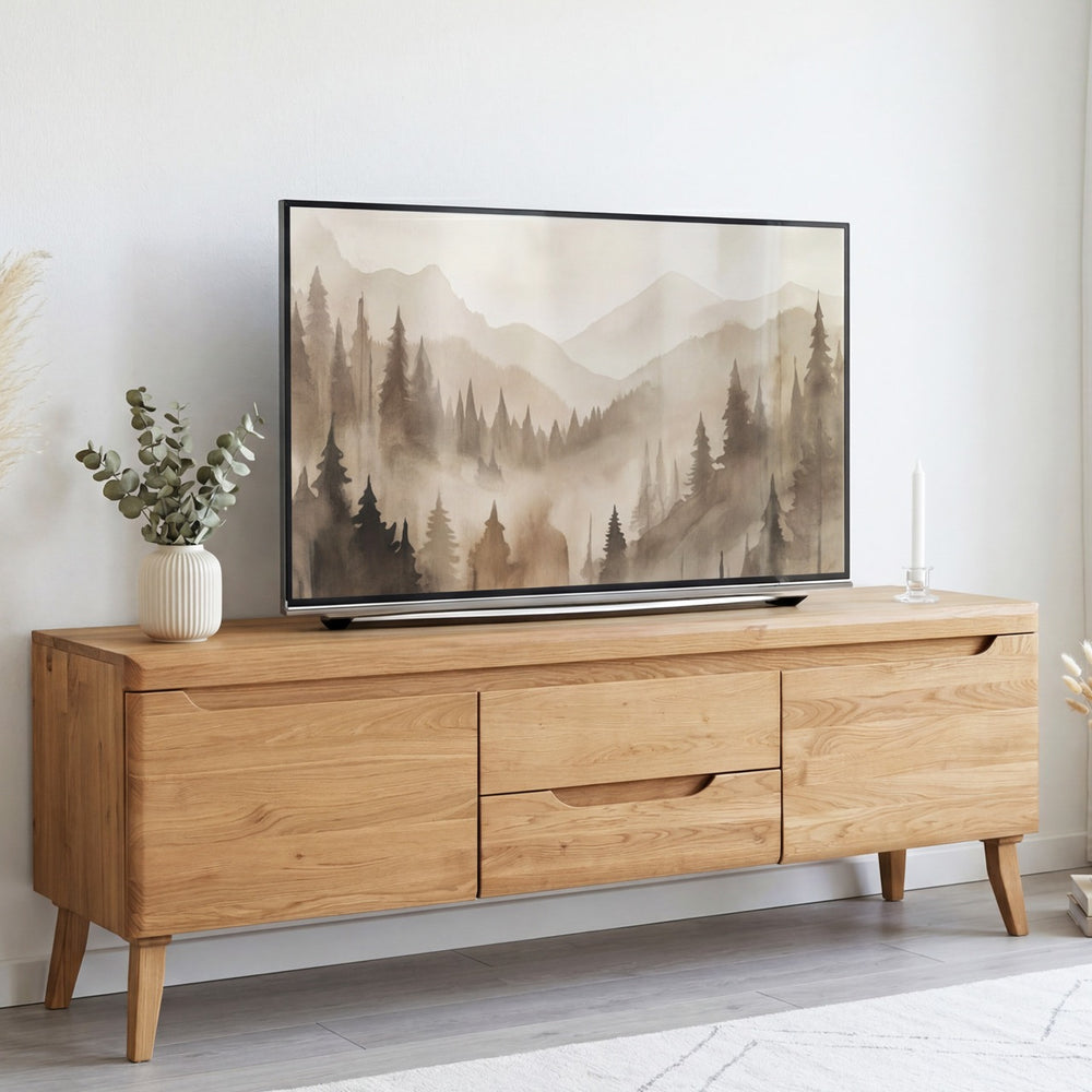 Meuble TV en bois massif de chêne Milan - NordicStory