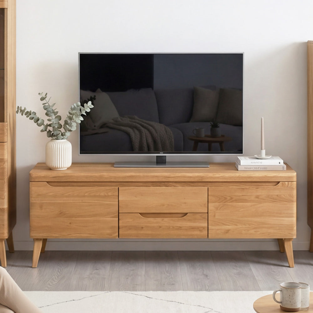 Meuble TV en bois massif de chêne Milan - NordicStory