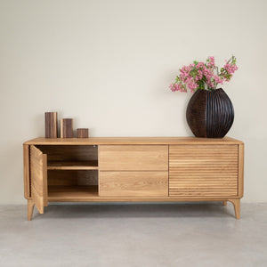 Meuble TV en bois massif de chêne Oxford 3.2.2 - NordicStory