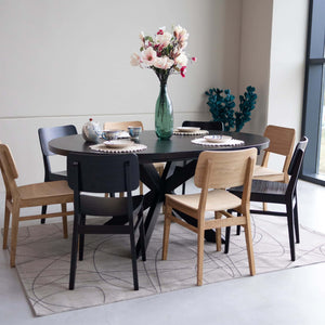 VESKOR Mesa redonda de comedor extensible madera de fresno EMMA Mobel.Store