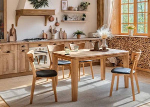 VESKOR Mesa de comedor extensible rectangular de madera de roble DANIA