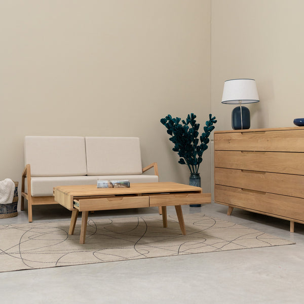 Canapé 2 places en bois massif de chêne Suède - VESKOR