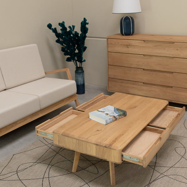 Canapé 2 places en bois massif de chêne Suède - VESKOR