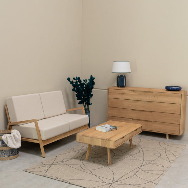 Canapé 2 places en bois massif de chêne Suède - VESKOR