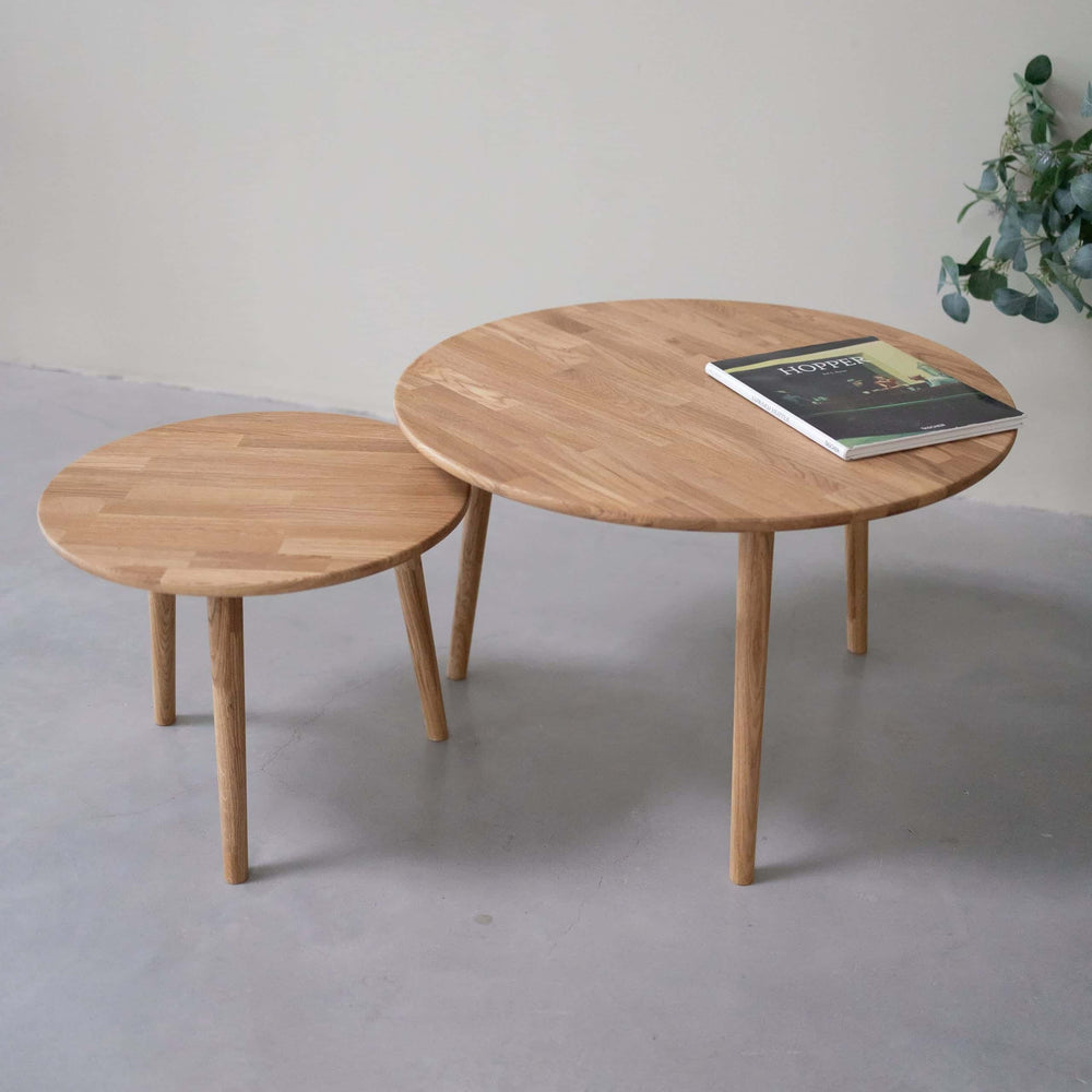VESKOR Mesas apilables de centro de madera maciza de roble MALMO