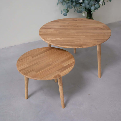 VESKOR Mesas apilables de centro de madera maciza de roble MALMO Mobel.Store