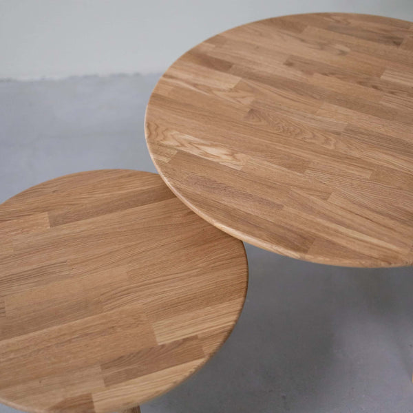 VESKOR Mesas apilables de centro de madera maciza de roble MALMO Mobel.Store