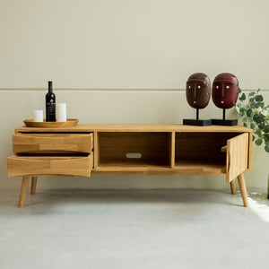 VESKOR Mueble TV Malmo madera maciza roble Mueble nórdico moderno