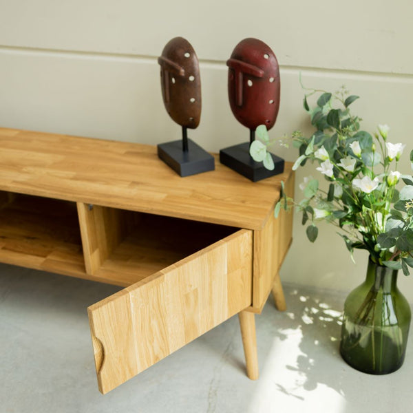 VESKOR Mueble TV Malmo madera maciza roble Mueble nórdico moderno