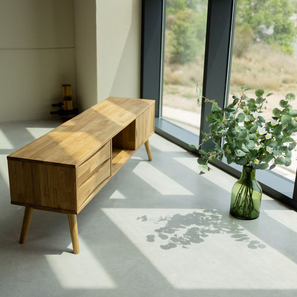 VESKOR Mueble TV Malmo madera maciza roble Mueble nórdico moderno