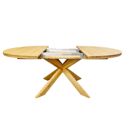 NordicStory Table de salle à manger ronde extensible en chêne massif 140-200 x 140 x 76cm.