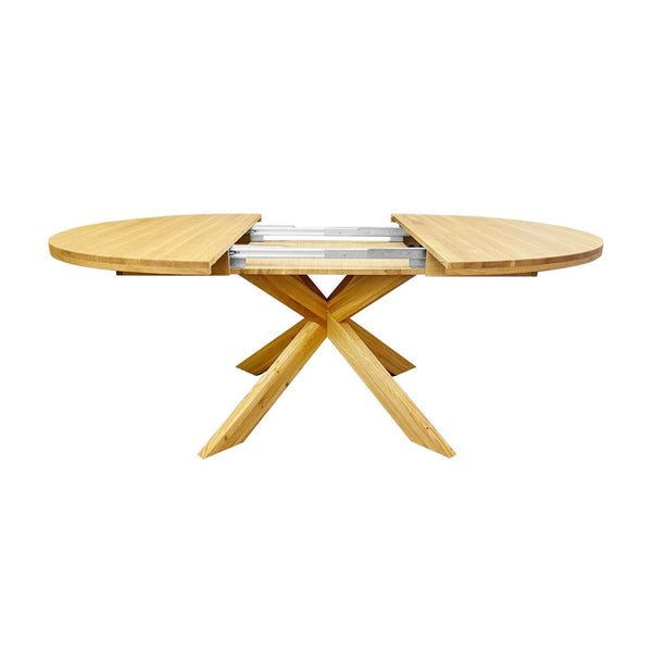 Table à manger ronde extensible en chêne massif Holger – 120-170 x 120 x 76 cm/140-190 x 140 x 76 cm - NordicStory
