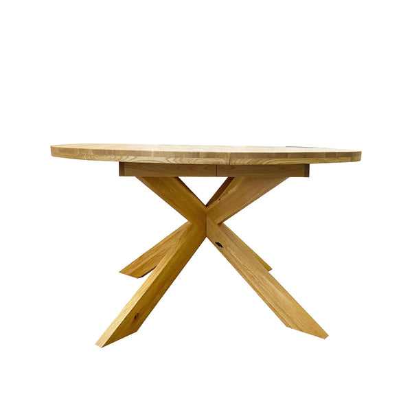 Table à manger ronde extensible en chêne massif Holger – 120-170 x 120 x 76 cm/140-190 x 140 x 76 cm - NordicStory