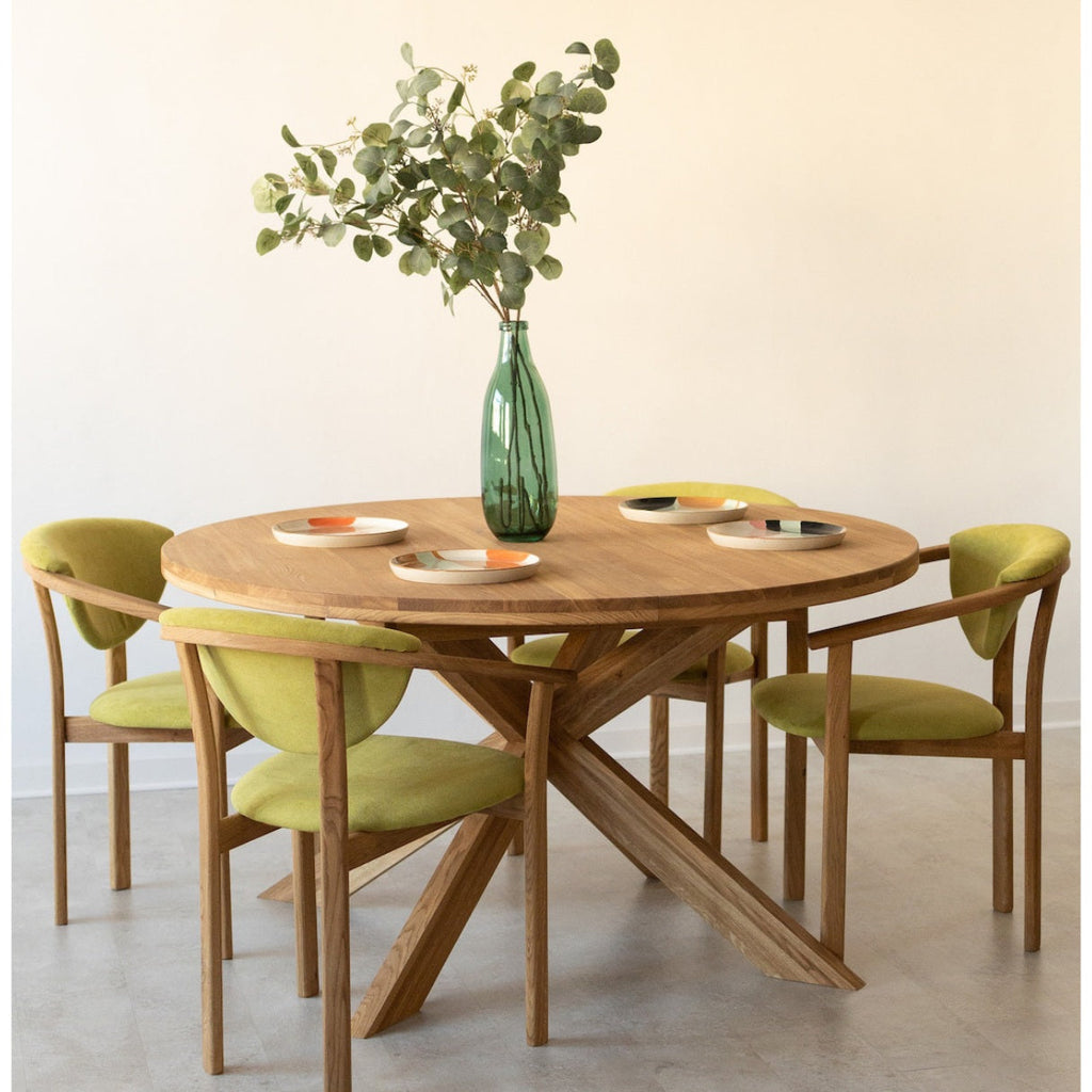  NordicStory Table de salle à manger ronde extensible en chêne massif 
