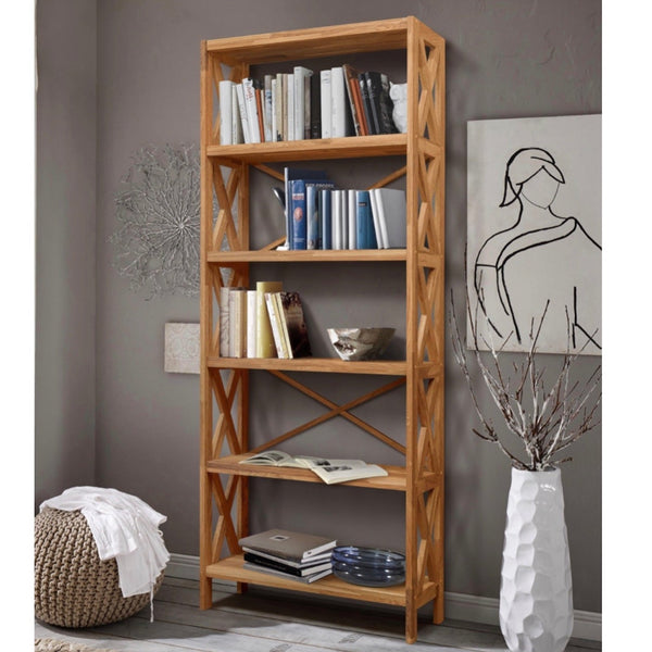 Etagère bibliothèque en bois massif de chêne Royal – 79 x 30 x 198 cm - NordicStory