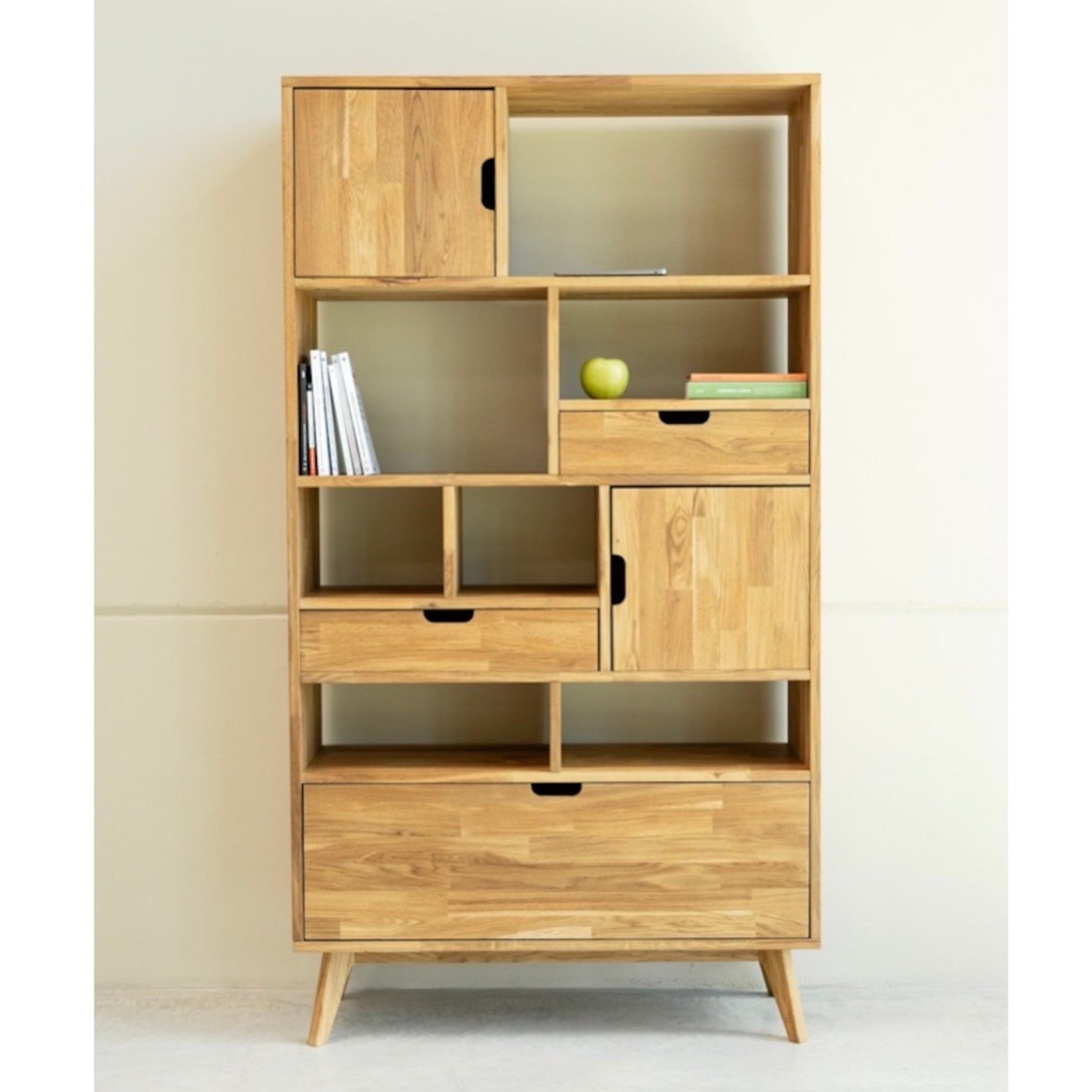 NordicStory BibliothĂšque en bois de chĂȘne massif Escandi 3 100 x 35 x 182 cm