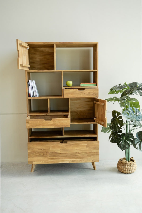 Bibliothèque en bois massif de chêne Escandi 3 – 100 x 35 x 182,4 cm - NordicStory