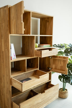 Bibliothèque en bois massif de chêne Escandi 3 – 100 x 35 x 182,4 cm - NordicStory