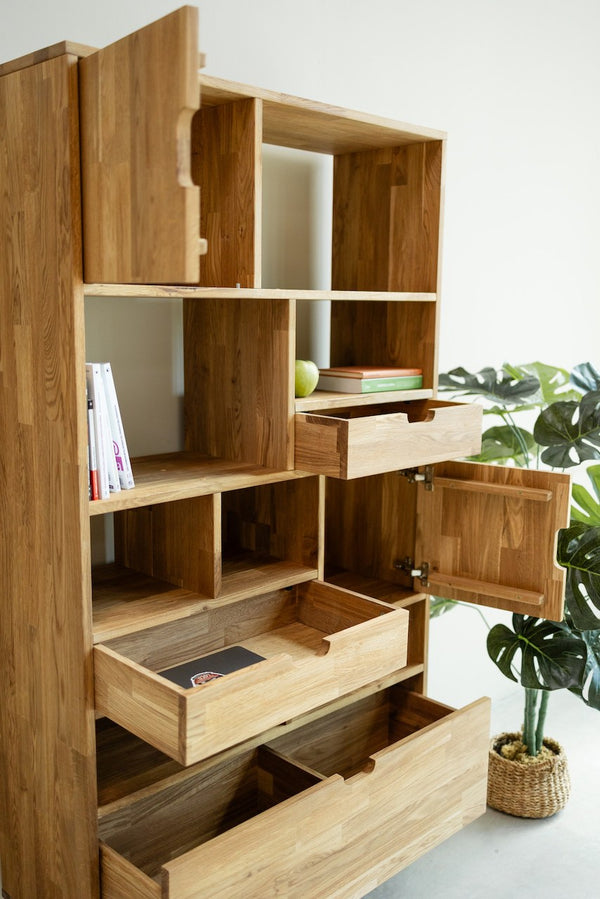 Bibliothèque en bois massif de chêne Escandi 3 – 100 x 35 x 182,4 cm - NordicStory