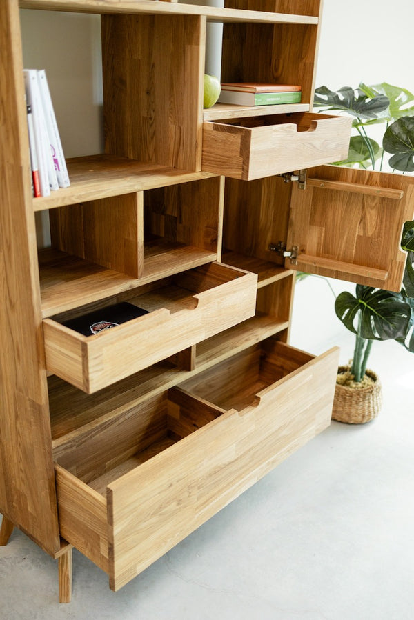 Bibliothèque en bois massif de chêne Escandi 3 – 100 x 35 x 182,4 cm - NordicStory