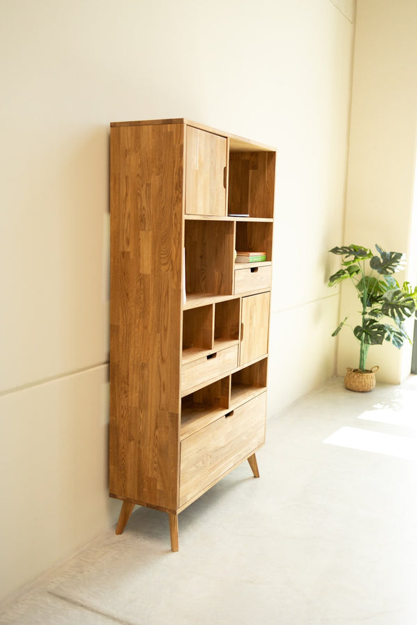 Bibliothèque en bois massif de chêne Escandi 3 – 100 x 35 x 182,4 cm - NordicStory