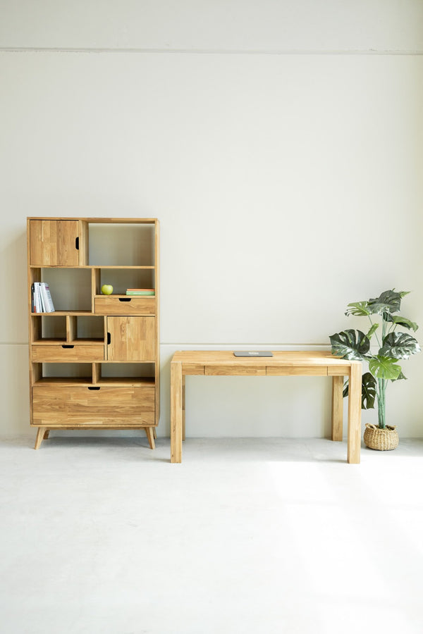 Bureau console en bois massif de chêne Royal – 140 x 70 x 75 cm - NordicStory