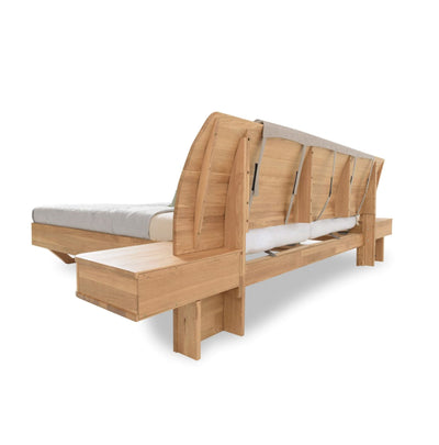 NordicStory "Alina" lit en chêne massif avec tête de lit et 2 tables de chevet flottantes10