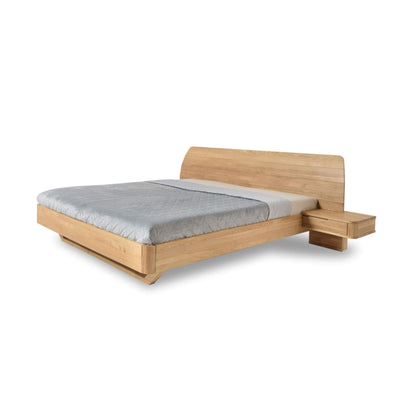 NordicStory "Alina" lit en chêne massif avec tête de lit et 2 tables de chevet flottantes9