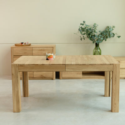NordicStory Table de salle à manger à rallonge en bois de chêne massif 