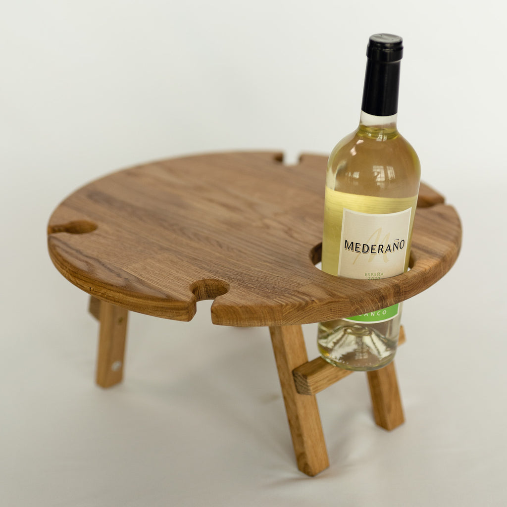 NordicStory Mini table à vin pliante en bois massif chêne Table pique-nique pliante en bois massif