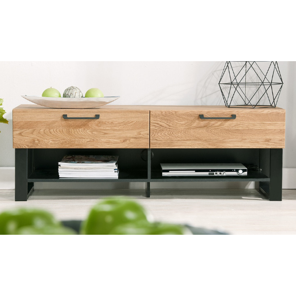 Meuble TV en bois de chêne Mozaik 24 - 135 x 42 x 46 cm - LoftStory