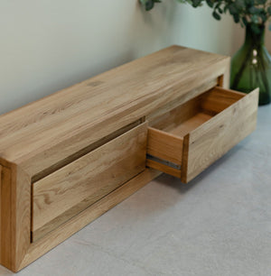 Meuble suspendu en bois massif de chêne SVEN – 100/120 x 25 x 30 cm - NordicStory