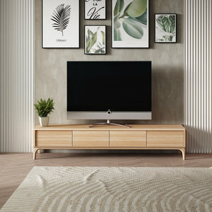 Meuble TV en bois massif de chêne Oxford 4 - 200 x 45 x 40 cm - NordicStory