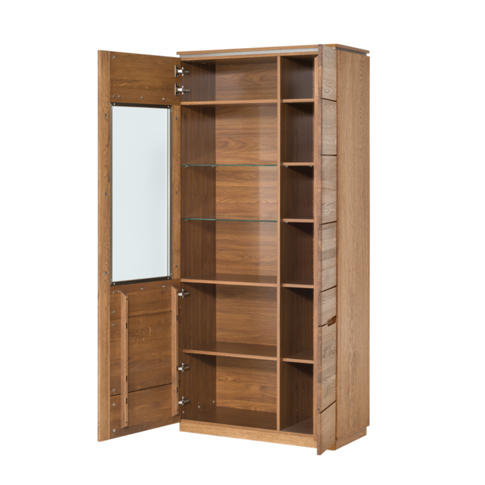 Vitrine en bois de chêne Monténégro 12 - 90 x 42 x 198 cm - LoftStory