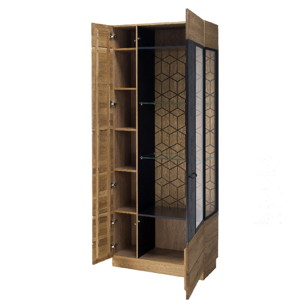 Vitrine en bois de chêne Mozaik 12 - 95 x 42 x 196 cm - LoftStory
