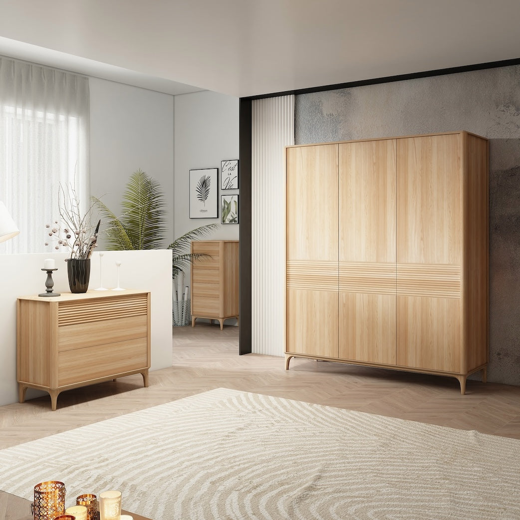 Comoda de madera maciza roble Oxford 3.1, 100x45x81 cm. | NordicStory