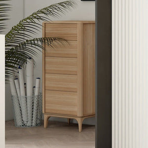 Comoda de madera maciza roble cajonera alta de roble sostenible