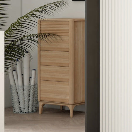 Comoda de madera maciza roble cajonera alta de roble sostenible