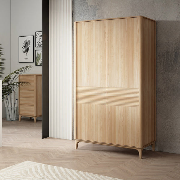 Armoire 2 portes en bois massif de chêne Oxford 2 - 120 x 60 x 210 cm - NordicStory