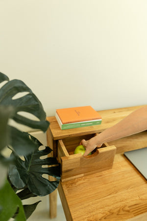 Bureau console en bois massif de chêne Axel II – 105 x 55 x 96 cm - NordicStory