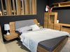 NordicStory "Alina" lit en chêne massif avec tête de lit et 2 tables de chevet flottantes Média 6 de 9